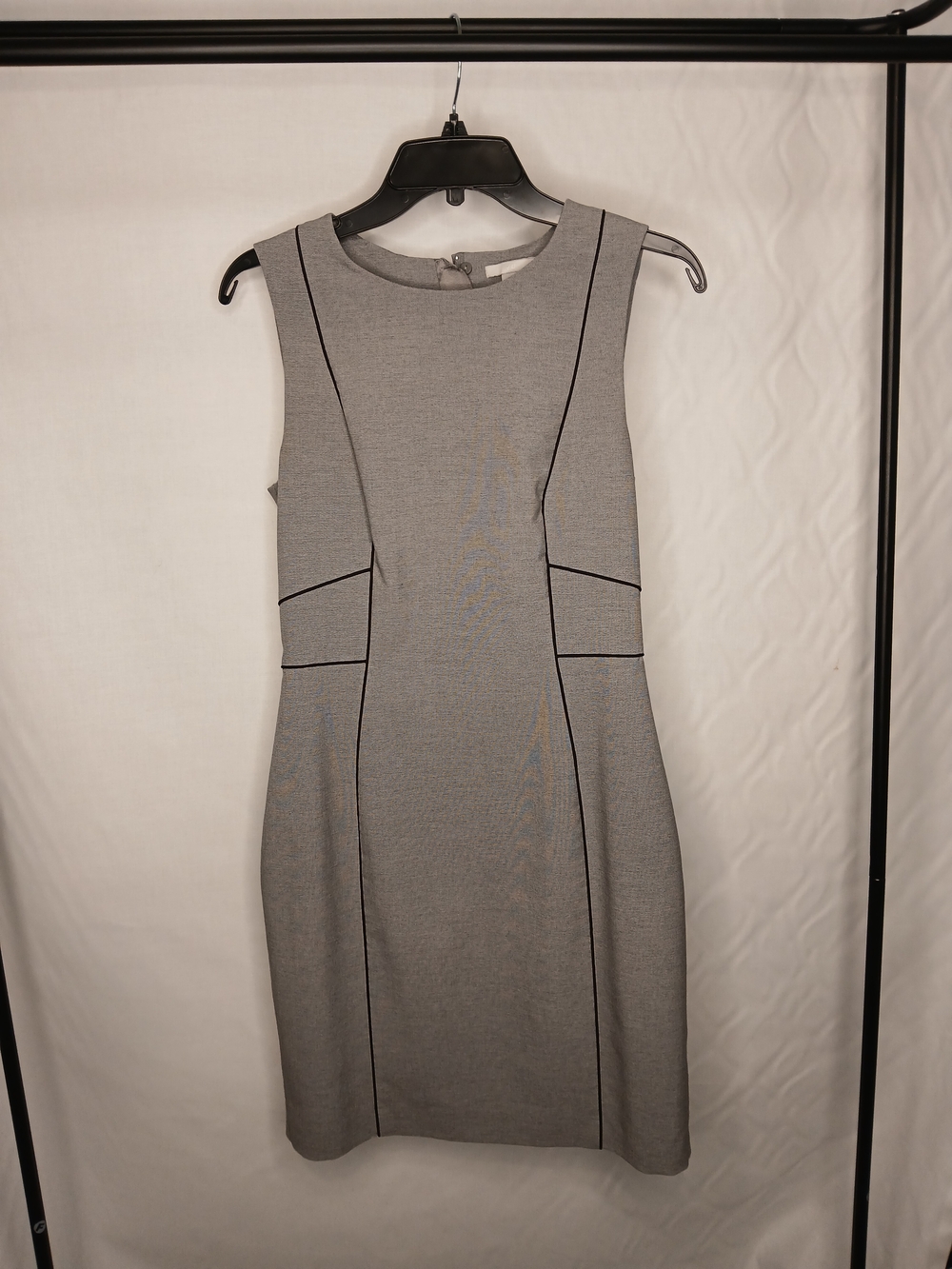 H&M Gray Sheath Dress with Black Piping